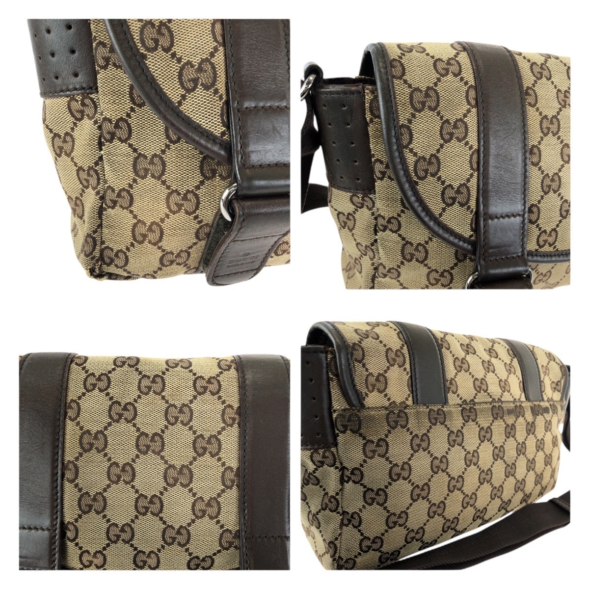 C (やや傷や汚れあり)】GUCCI グッチ ベージュ ダークブラウン