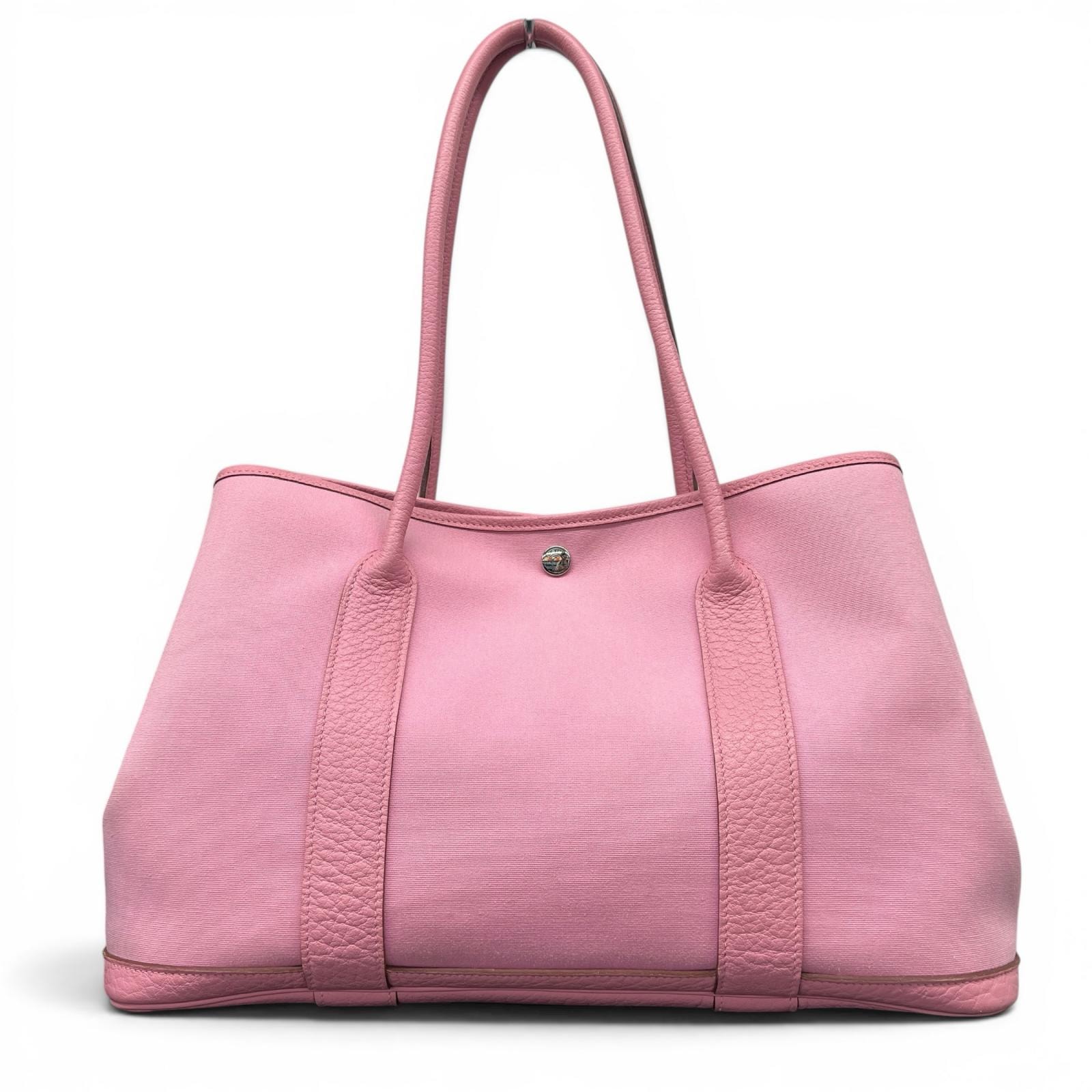 HERMES 希少 美品 エルメス ガーデンショルダー ガーデンパーティPM トートバッグ □O 2011年製造 トワルオフィシエ レザー ピンク ハンドバッグ ショルダーバッグ ABランク 中古 鑑定済 エルメスバッグ