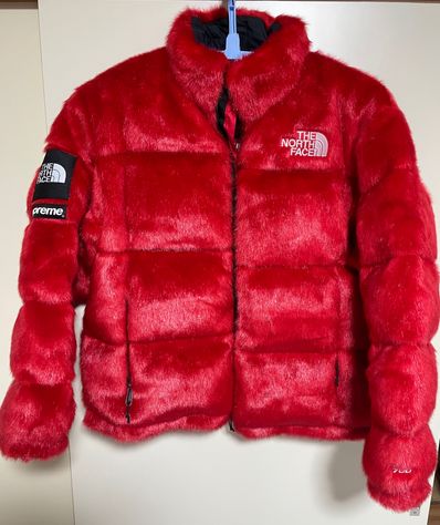 Supreme x The North Face Faux Fur Nuptse Jacket "Red"