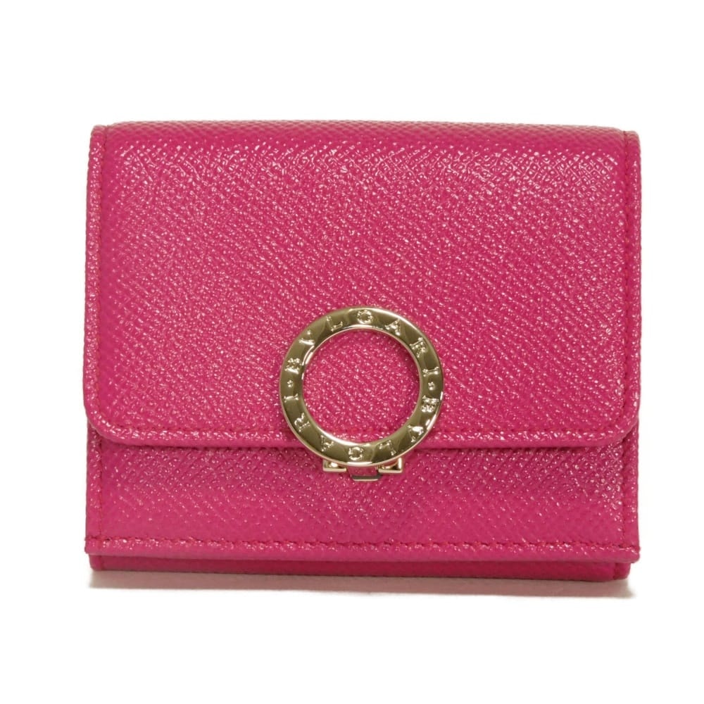 BVLGARI ブルガリ クリップ コンパクト ウォレット フューシャ ボルドー バイカラー 札入れ カードケース コインケース 小銭入れ RFID ICチップ 未使用 BB ロゴ リング トゥルーリートルマリンフクシア 三つ折り財布 293177