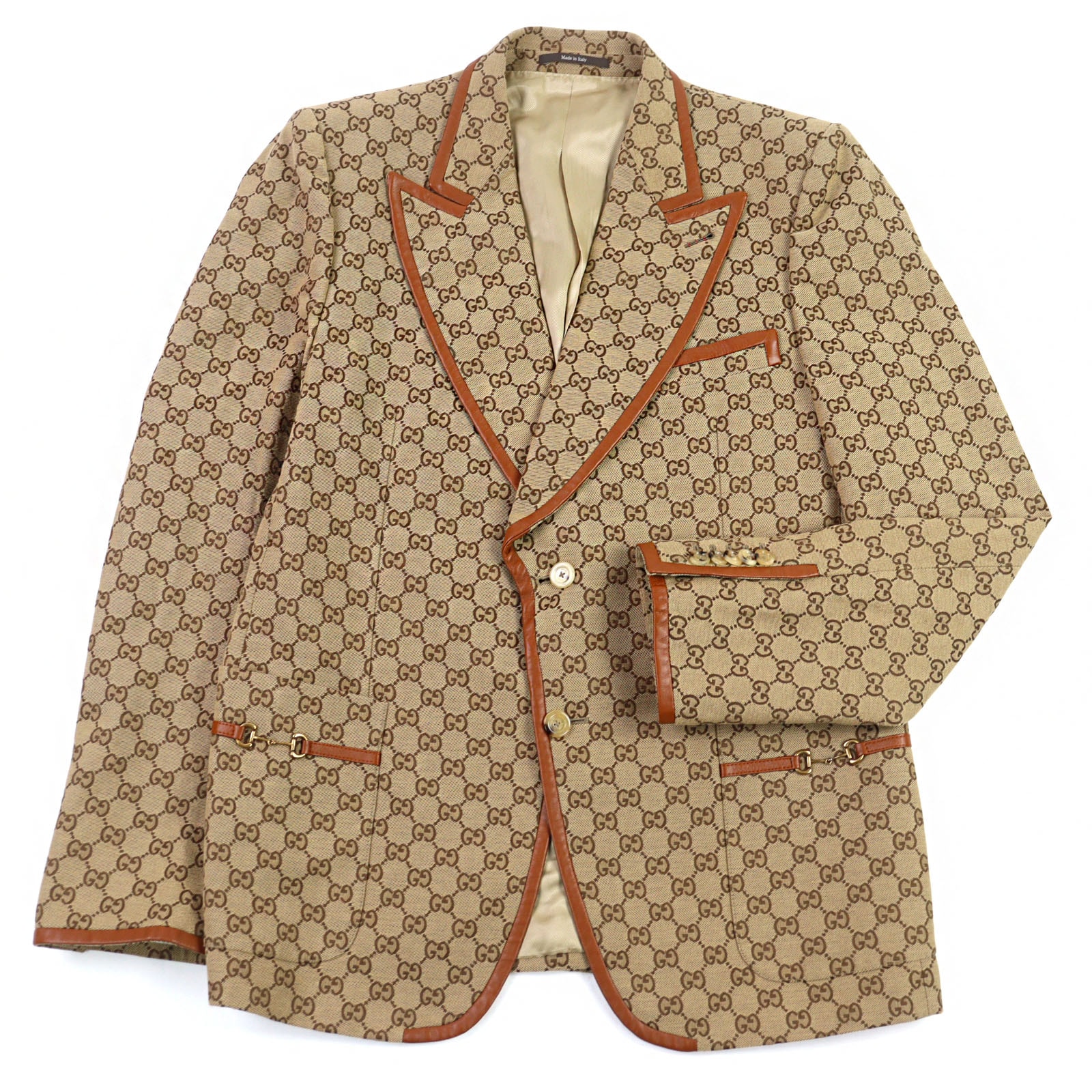 極美品 グッチ ブレザー GGキャンバス ベージュ系 メンズ 52 668049