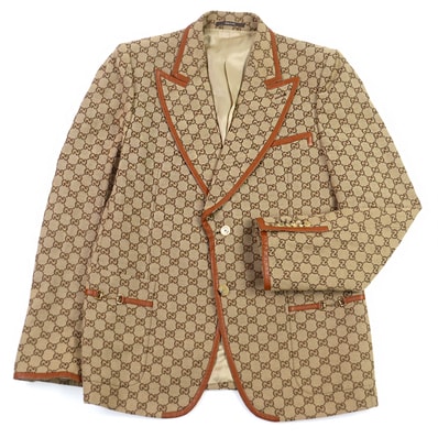 極美品 グッチ ブレザー GGキャンバス ベージュ系 メンズ 52 668049