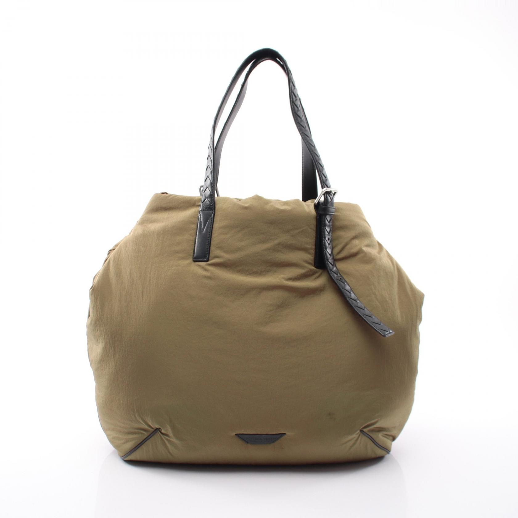 ボッテガヴェネタ BOTTEGA VENETA クロスロード バックル トートバッグ バッグ ナイロン レザー メンズ レディース カーキ系 / ブラック系 【中古】