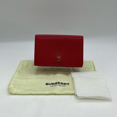 BURBERRY バーバリー TB 三つ折りサイフ コンパクトウォレット レッド