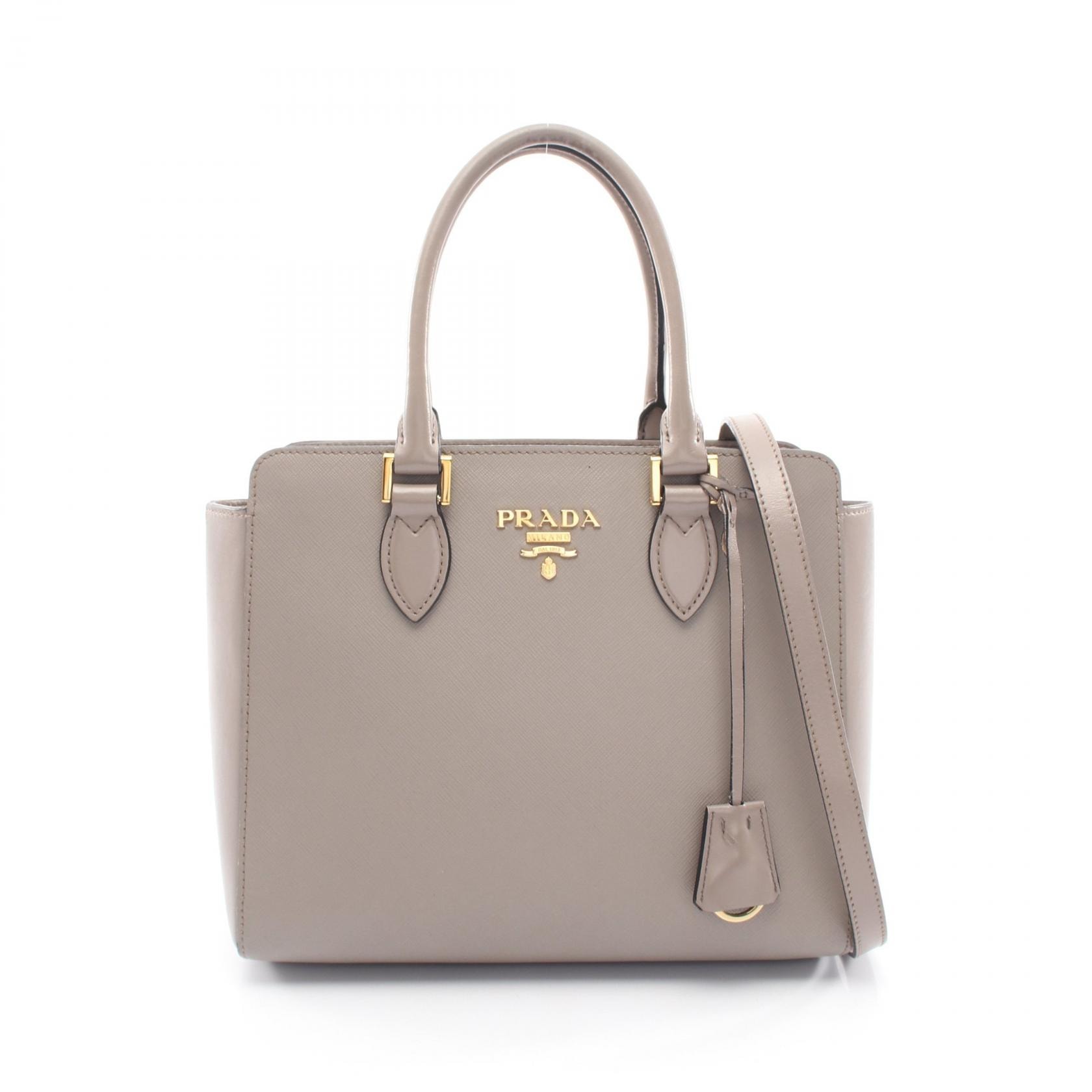プラダ PRADA 2WAY ハンドバッグ バッグ レザー レディース ベージュ系 【中古】