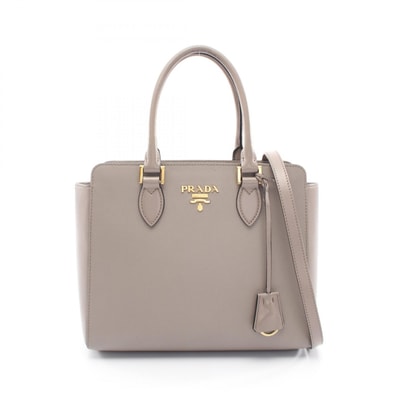 プラダ PRADA 2WAY ハンドバッグ バッグ レザー レディース ベージュ系 【中古】