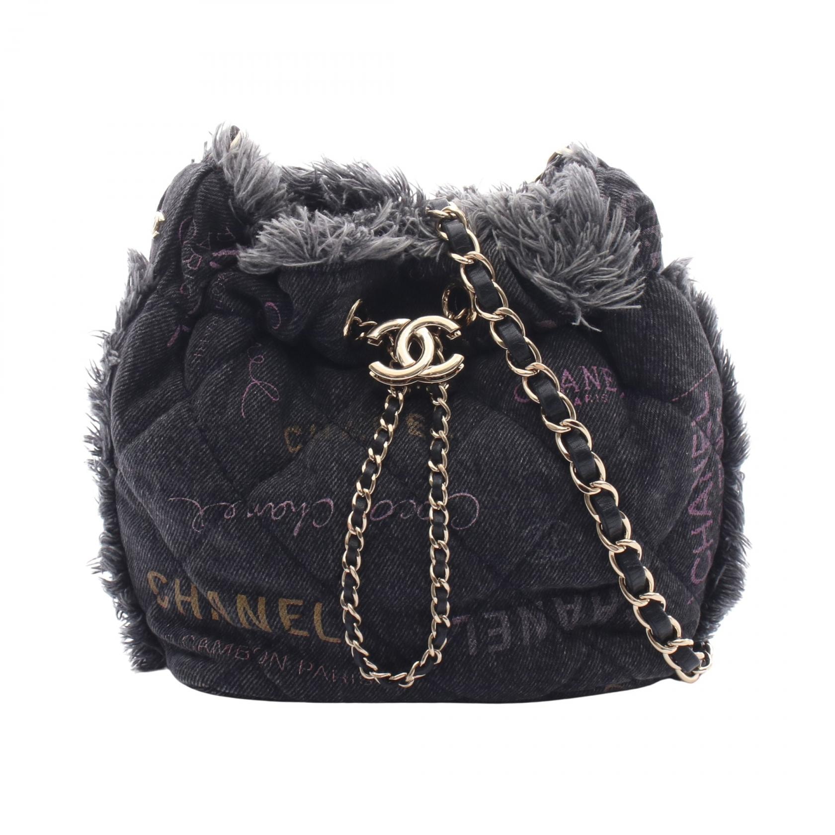 シャネル CHANEL マトラッセ スモール バケットバッグ ショルダーバッグ バッグ デニム レディース ブラック系 / マルチカラー AS3091 【中古】