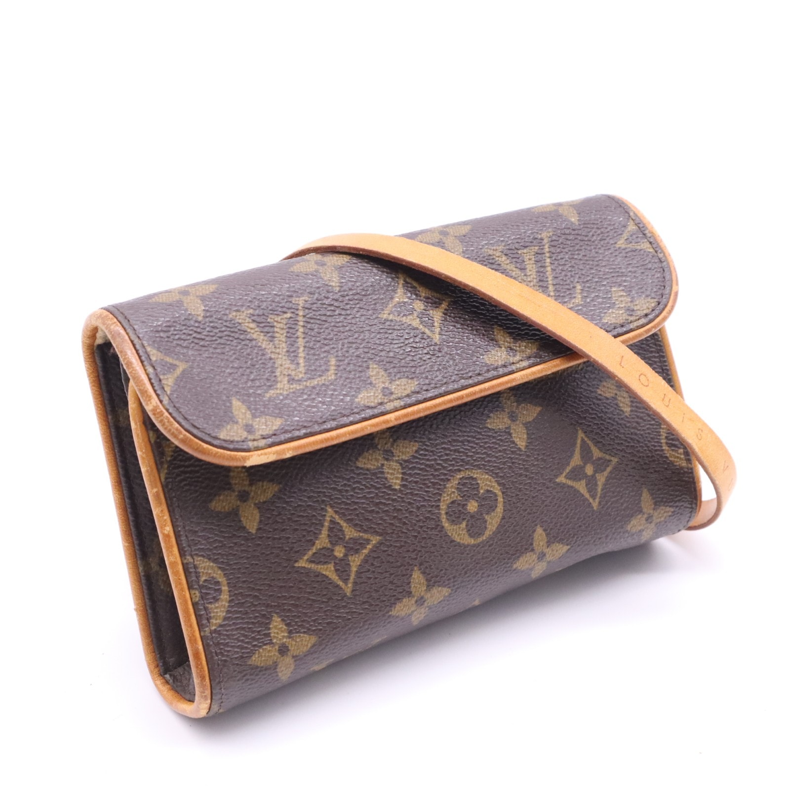 LOUIS VUITTON ルイ・ヴィトン モノグラム ポシェットフロランティーヌ M51855 ショルダーバッグ ブラウン ベージュ コーティングキャンバス レザー レディース