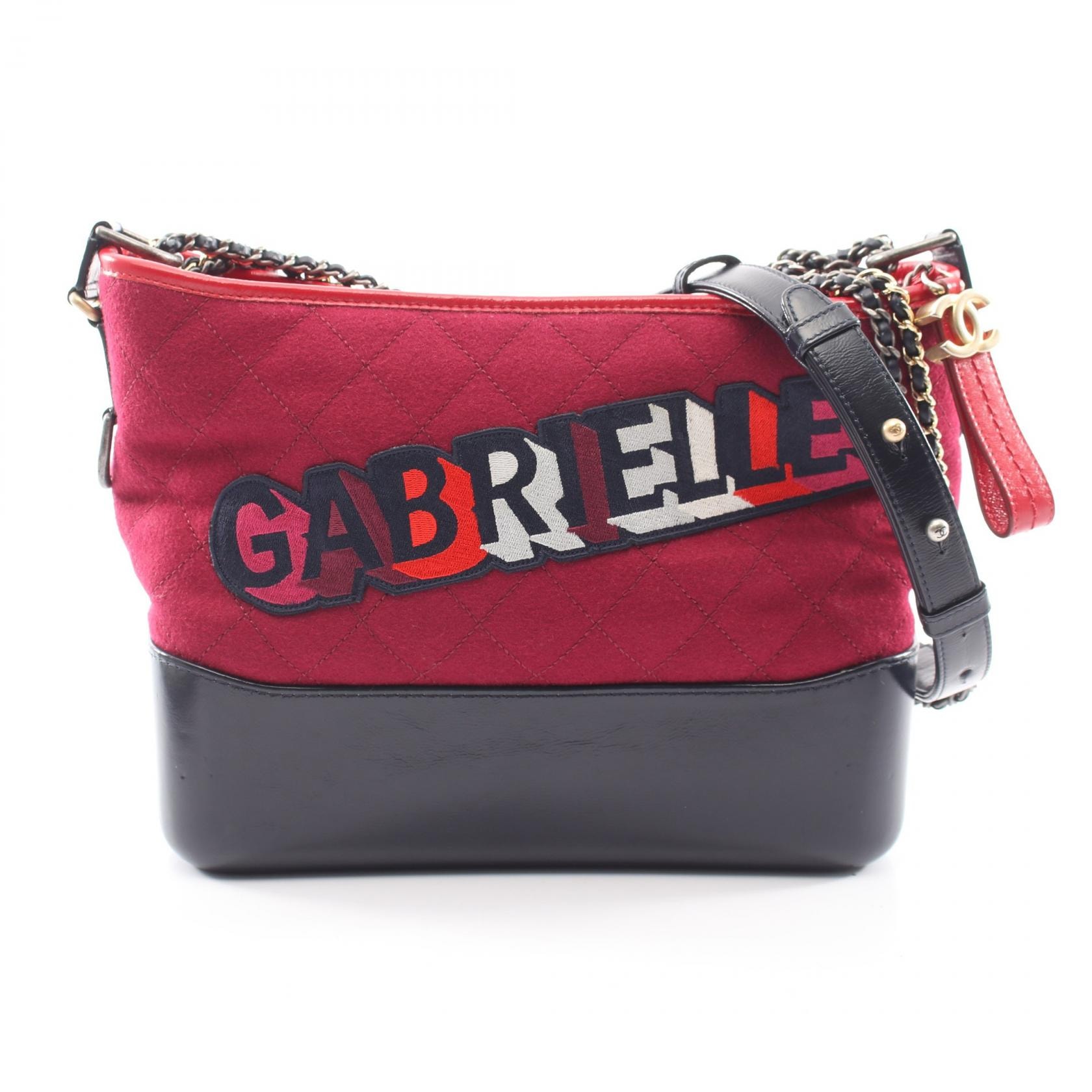 シャネル CHANEL ガブリエル ドゥ シャネル ラージ ホーボー ショルダーバッグ バッグ レザー ファブリック レディース パープル系 / レッド系 / ネイビー系 A93824 【中古】