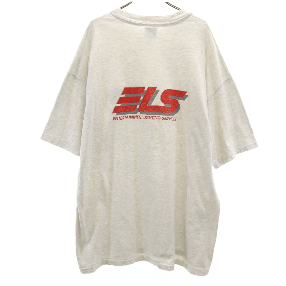 Hanes ヘインズ 90s USA製 オールド バックロゴ ELS 半袖 Tシャツ XXL グレー シングルステッチ 企業モノ ビッグサイズ