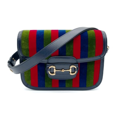 GUCCI グッチ ホースビット ショルダーバッグ
レザー ベロア ネイビー レディース
【中古】