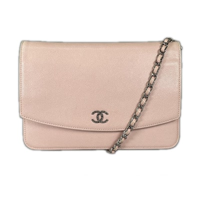 CHANEL シャネル マトラッセ チェーンウォレット ショルダーバッグ グレインカーフレザー ピンク レディース【中古】