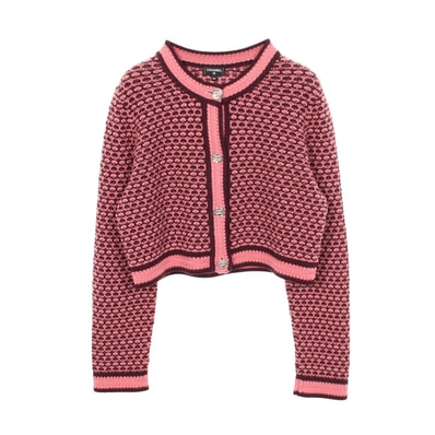 シャネル CHANEL ココマークボタン クロップドカーディガン カーディガン 衣料品 トップス カシミヤ レディース ピンク系 / ボルドー系 P75450/K10791 【中古】