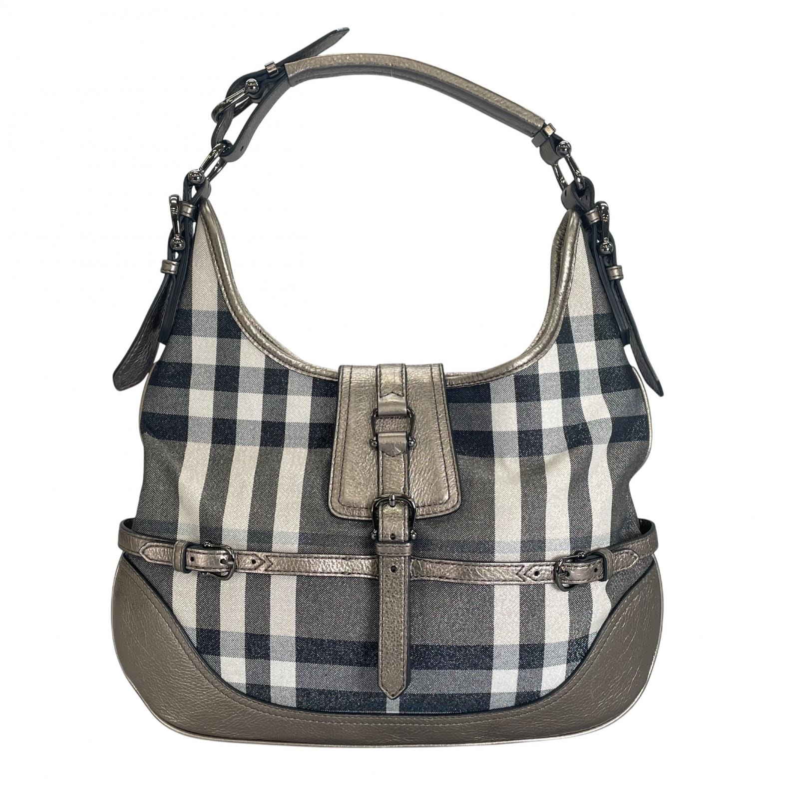 美品 BURBERRY バーバリー トートバッグ キャンバス/レザー ゴールド レディース【中古】