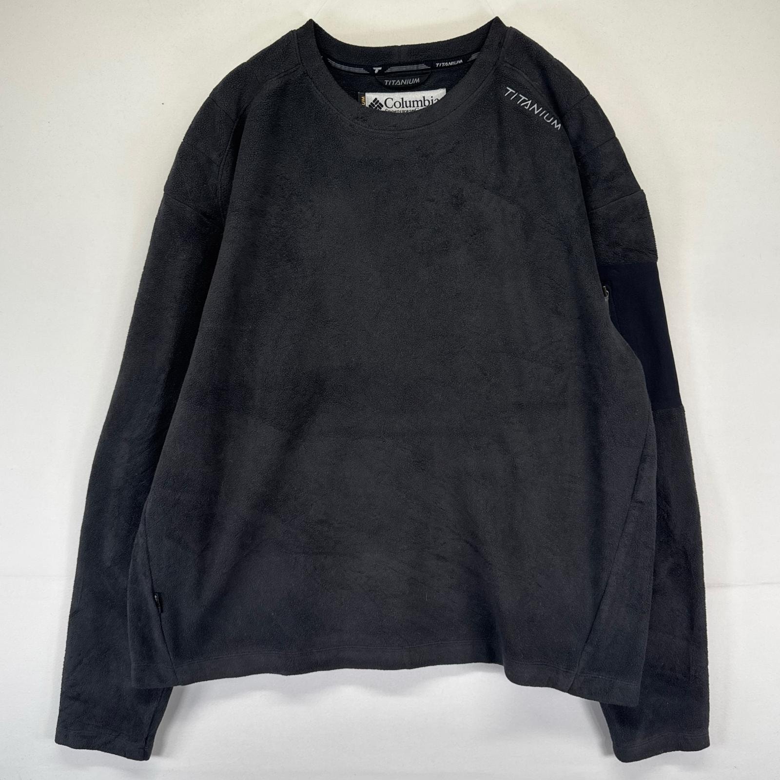 古着 コロンビア Columbia フリース トレーナー チタニウム アウトドア プルオーバー 大きいサイズ XL  ブラック系 メンズ
