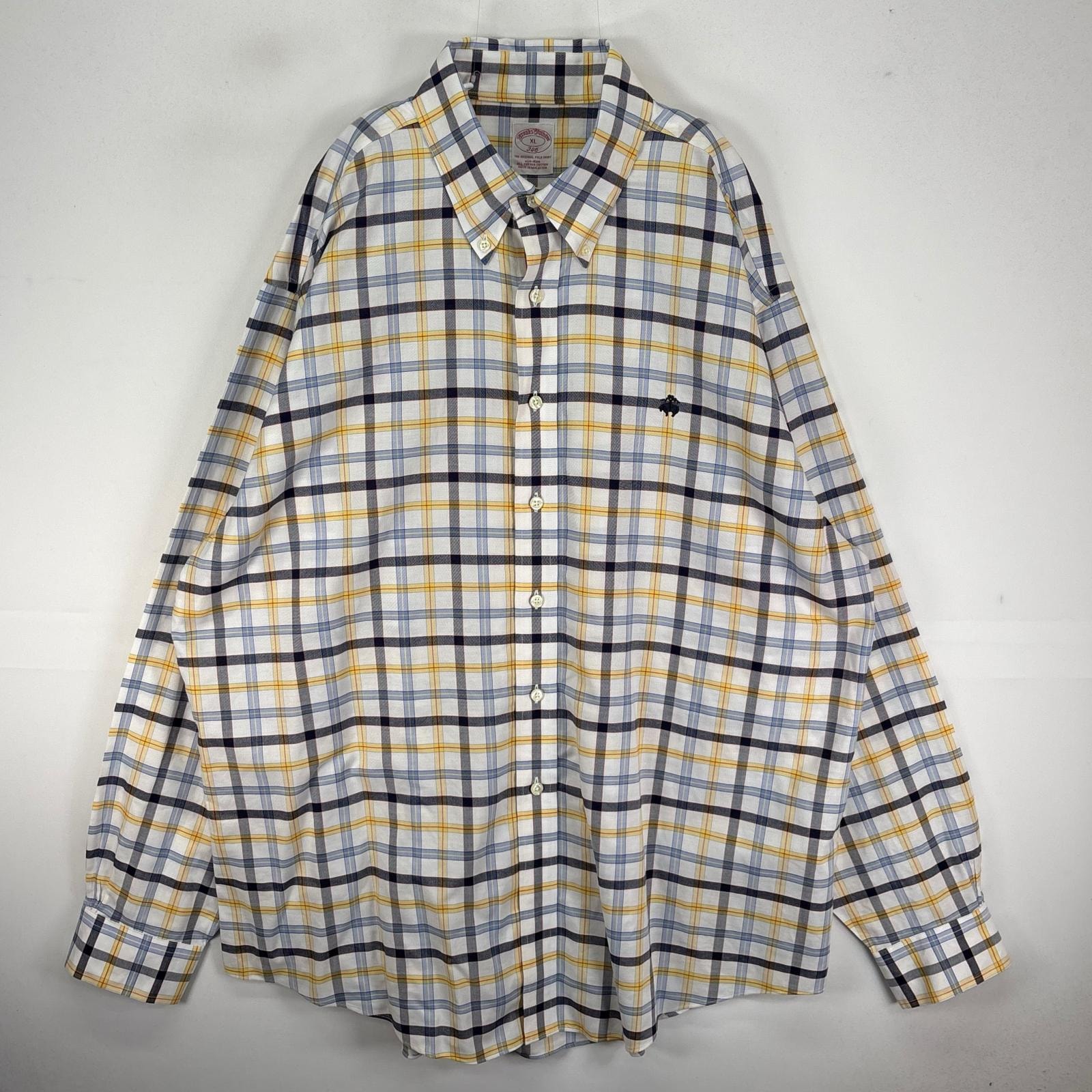 古着 ブルックスブラザーズ Brooks Brothers 長袖シャツ ワンポイント 刺繍ロゴ XL  ブルー系 チェック メンズ