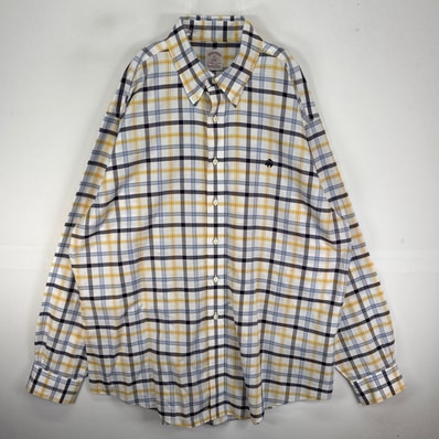 古着 ブルックスブラザーズ Brooks Brothers 長袖シャツ ワンポイント 刺繍ロゴ XL ブルー系 チェック メンズ