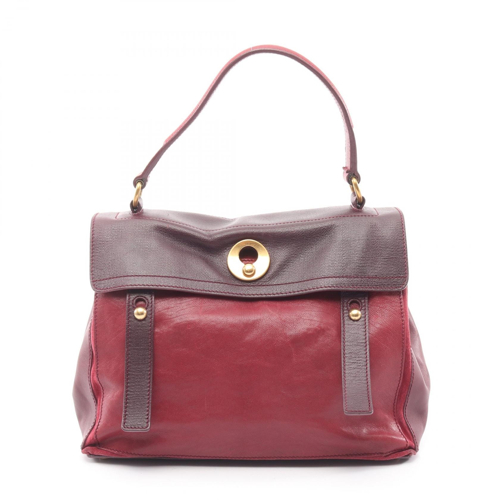 イヴ・サンローラン YVES SAINT LAURENT ミューズトゥバッグ ハンドバッグ バッグ レザー レディース ボルドー系 / レッド系 【中古】