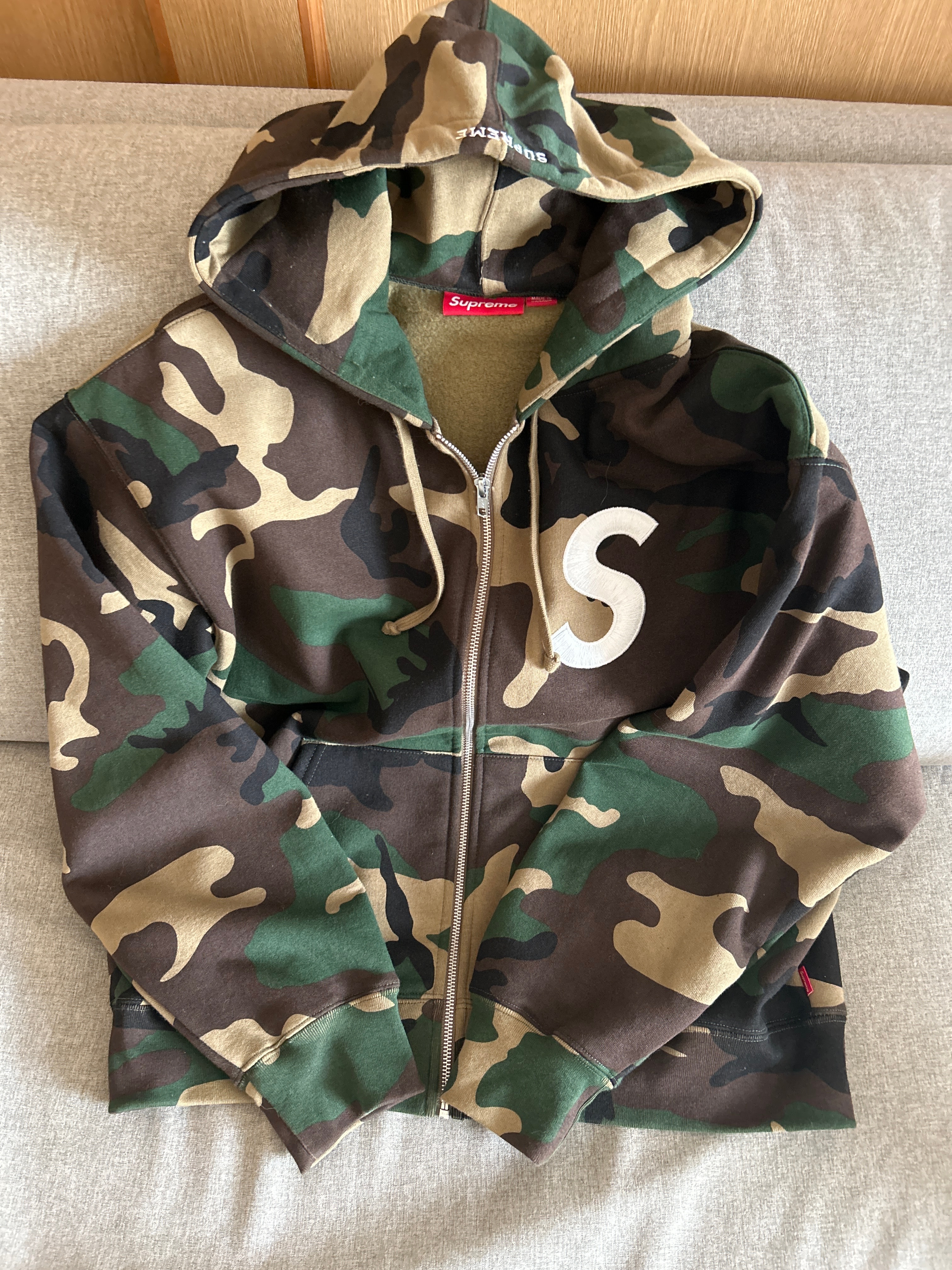 Supreme S Logo Zip Up Hooded Sweatshirt (25FW) "Woodland Camo"