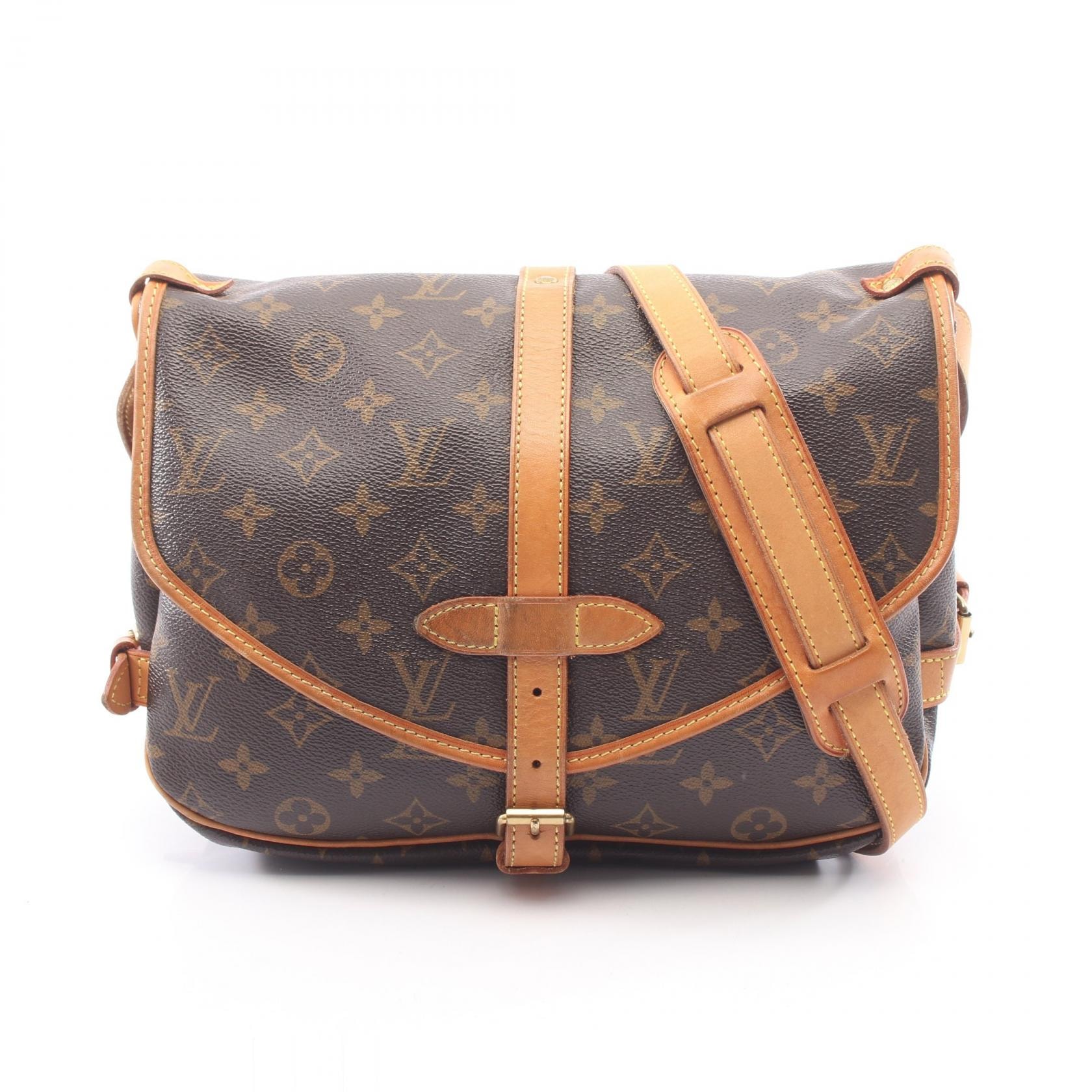 ルイ・ヴィトン LOUIS VUITTON ソミュール30 ショルダーバッグ バッグ PVCコーティングキャンバス レザー モノグラム レディース ブラウン系 M42256 【中古】
