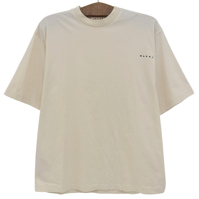 マルニ コットン 半袖 ロゴ刺繍 Tシャツ トップス メンズ ベージュ 48 HUMU0223EX 48