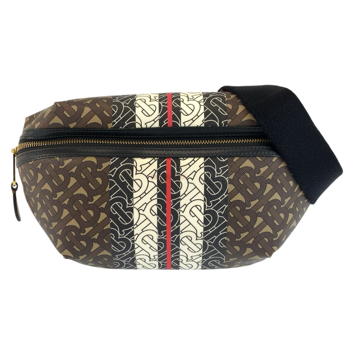 美品 BURBERRY バーバリー TBモノグラム ブラウン PVC ボディバッグ ウエストポーチ バムバッグ 1-0294301 【中古】