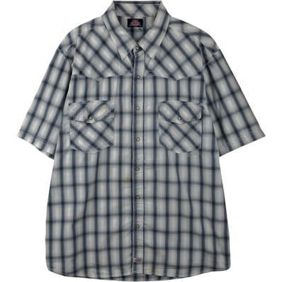古着 ディッキーズ Dickies チェック柄 半袖 ウエスタンシャツ メンズXL相当/eaa655643