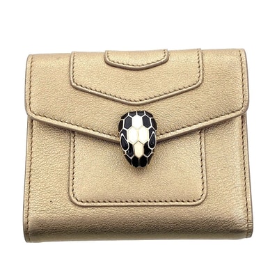 BVLGARI ブルガリ セルペンティ 三つ折り財布 三つ折り財布 レザー ゴールド レディース【中古】
