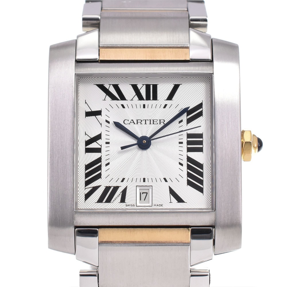 カルティエ CARTIER W51005Q4 タンクフランセーズLM デイト シルバー 自動巻き メンズ 美品 腕時計 E#146455