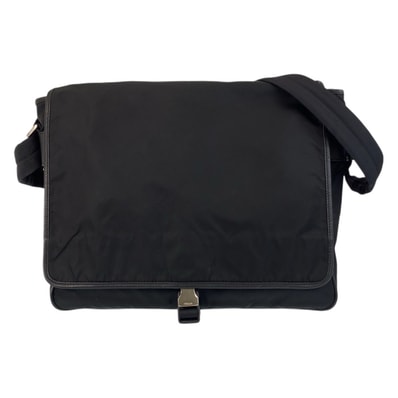 美品 PRADA プラダ テスート 三角ロゴプレート ブラック 黒 シルバー金具 ナイロン ショルダーバッグ メッセンジャーバッグ 602034 【中古】