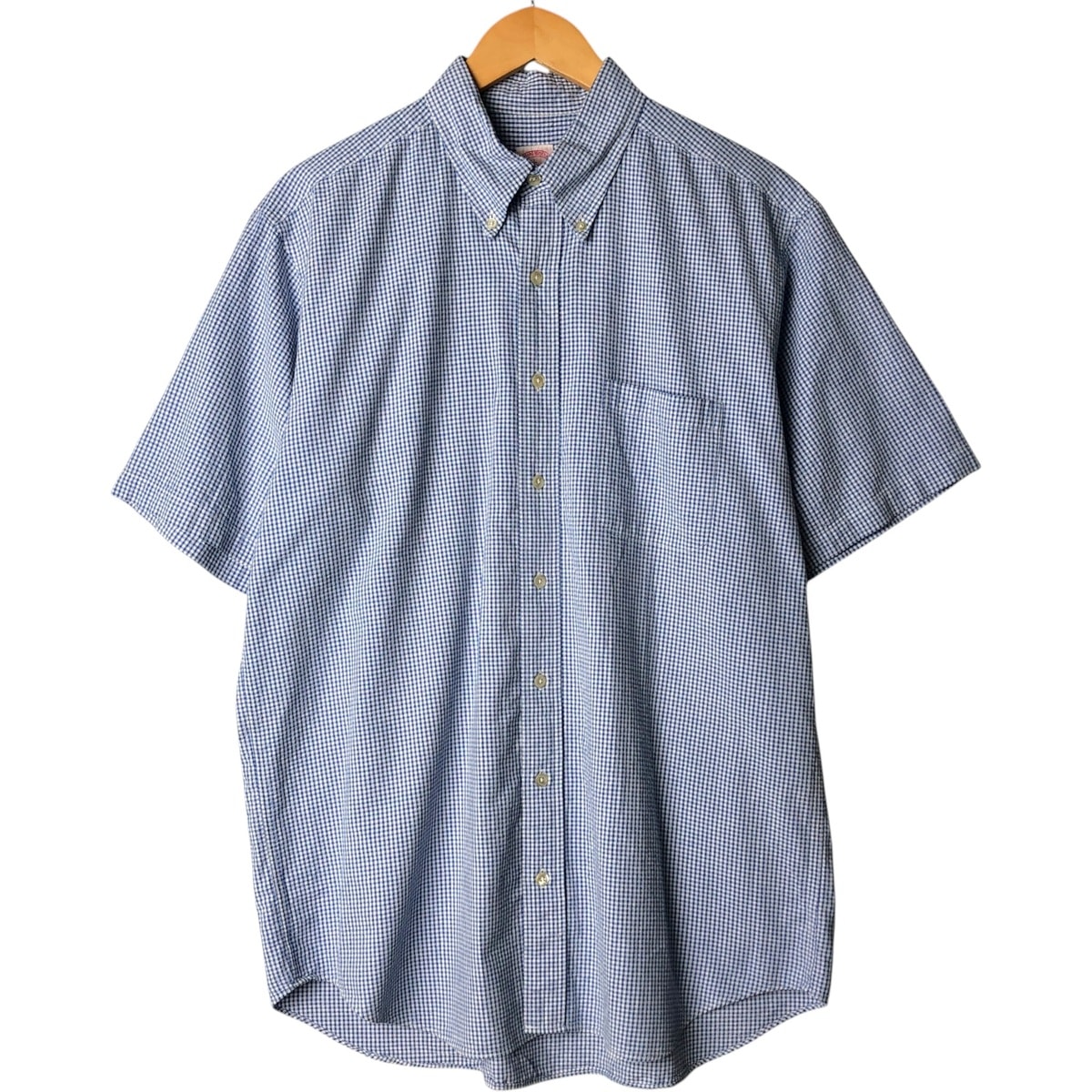 古着 ブルックスブラザーズ Est.1818 ギンガムチェック 半袖 ボタンダウン チェックシャツ メンズL相当 シアサッカー/eaa581866