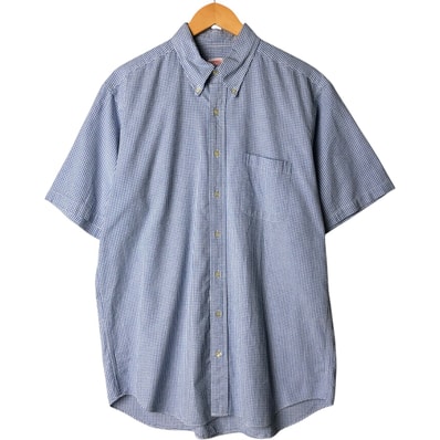 古着 ブルックスブラザーズ Est.1818 ギンガムチェック 半袖 ボタンダウン チェックシャツ メンズL相当 シアサッカー/eaa581866