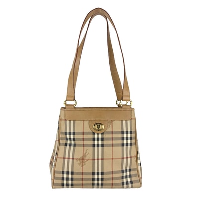 バーバリーズ Burberrys ショルダーバッグ PVCコーティングキャンバス/レザー ベージュ レディース【中古】 z8033