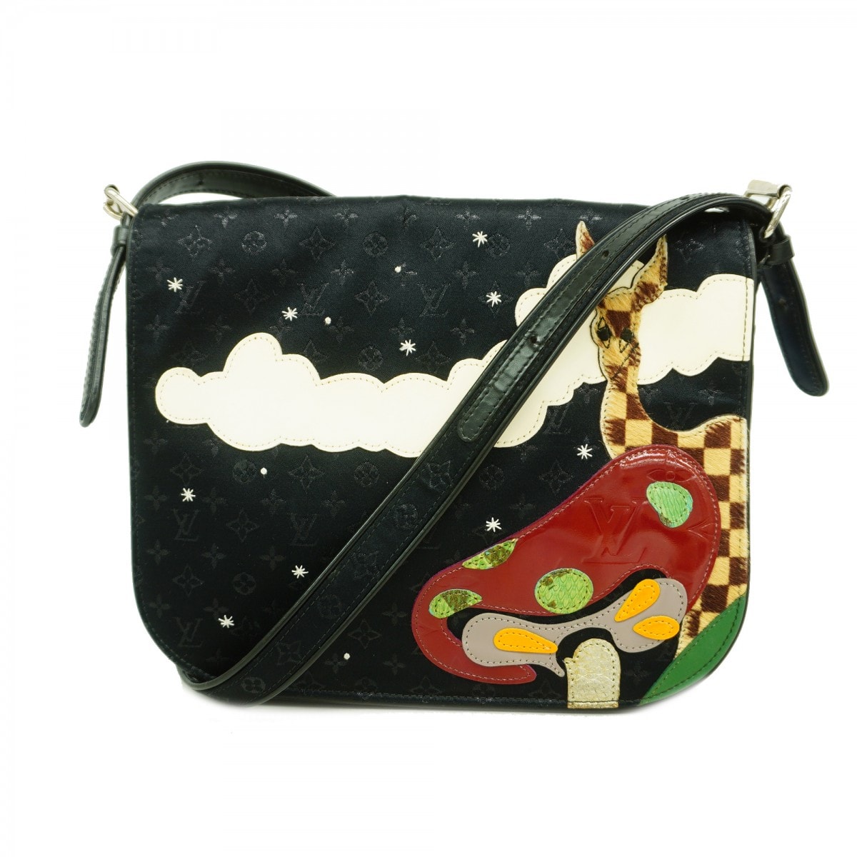 【6ce6436-k】ルイヴィトン ショルダーバッグ モノグラム・サテン コントドゥフェミュゼット M92273 パイソン ノワール【中古】レディース