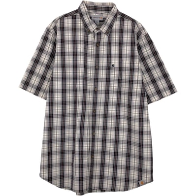 古着 カーハート Carhartt RELAXED FIT チェック柄 ボタンダウン 半袖 ワークシャツ メンズL相当/eaa655739