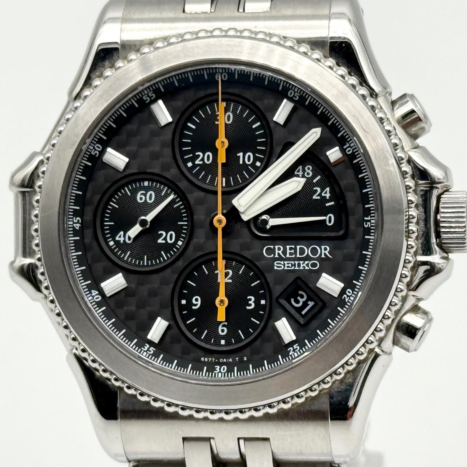 SEIKO セイコー CREDOR クレドール パシフィーク クロノグラフ 6S77-0A10 GCBG997 ブラック QZ メンズ 腕時計 稼働品