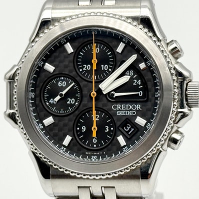 SEIKO セイコー CREDOR クレドール パシフィーク クロノグラフ 6S77-0A10 GCBG997 ブラック QZ メンズ 腕時計 稼働品