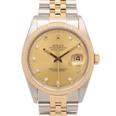 ロレックス ROLEX デイトジャスト 10Pダイヤ S番 腕時計 時計 K18(イエローゴールド) ステンレススチール ダイヤモンド メンズ ゴールド系 シャンパン/旧ダイヤ 16233G 【中古】
