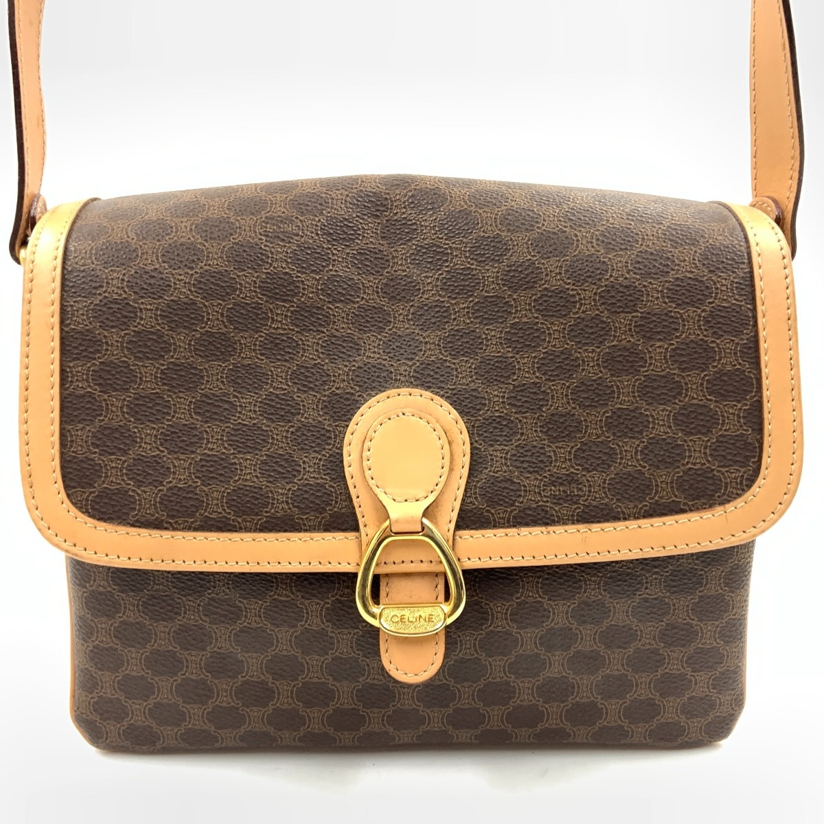 CELINE セリーヌ ヴィンテージ マカダム ショルダーバッグ M13 ブラウン