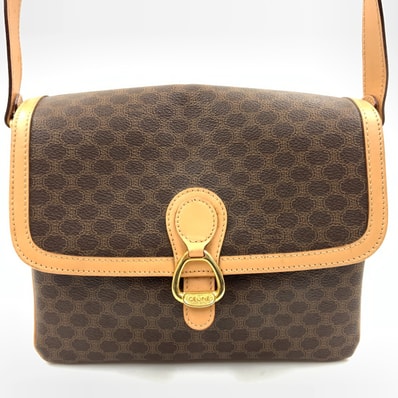 CELINE セリーヌ ヴィンテージ マカダム ショルダーバッグ M13 ブラウン