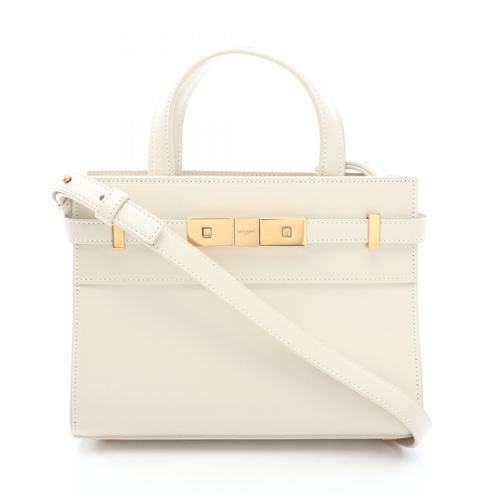 サンローランパリ SAINT LAURENT PARIS マンハッタン 2WAY ハンドバッグ バッグ レザー レディース アイボリー系 【中古】