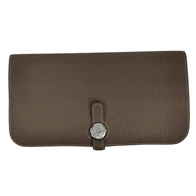 HERMES エルメス ドゴン ロングレクトヴェルソ 長財布 トゴ エトゥープ シルバー金具 D(2019)刻印 レディース【中古】