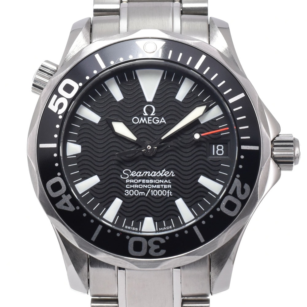 オメガ OMEGA 2252.50 シーマスター 300M ブラック 自動巻き ユニセックス 美品 箱・保証書付き 腕時計 N#151274