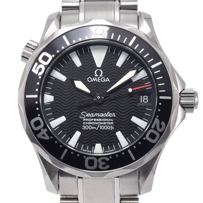 オメガ OMEGA 2252.50 シーマスター 300M ブラック 自動巻き ユニセックス 美品 箱・保証書付き 腕時計 N#151274