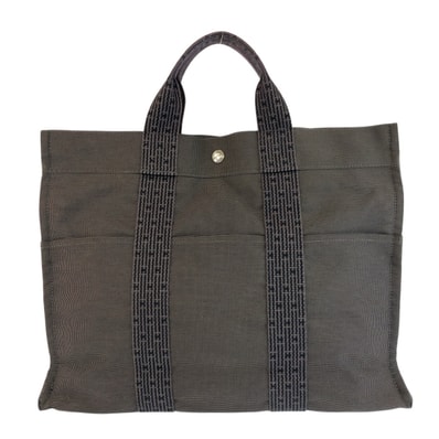 HERMES エルメス エールラインMM グレー シルバー金具 ポリアミド ポリエステル/ トートバッグ ハンドバッグ 602069 【中古】