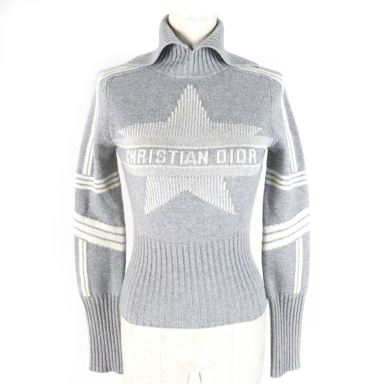 美品 クリスチャンディオール
ニット グレー ホワイト レディース 38 244S77CM134