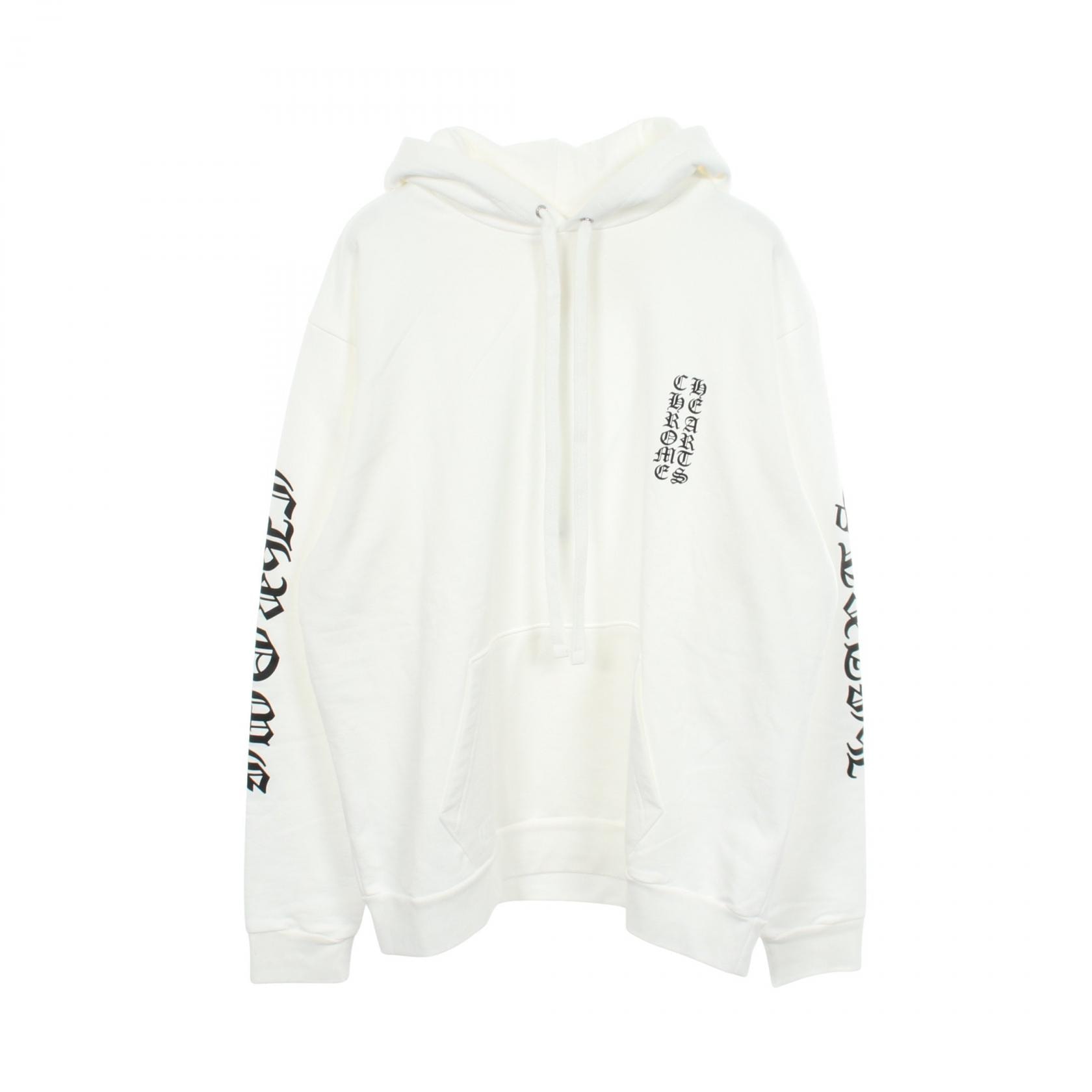 クロムハーツ CHROME HEARTS バーティカルロゴ 裏起毛 パーカー 衣料品 トップス コットン メンズ ホワイト系 【中古】