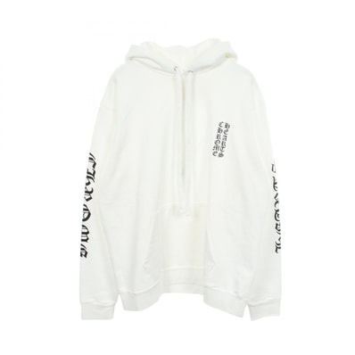 クロムハーツ CHROME HEARTS バーティカルロゴ 裏起毛 パーカー 衣料品 トップス コットン メンズ ホワイト系 【中古】