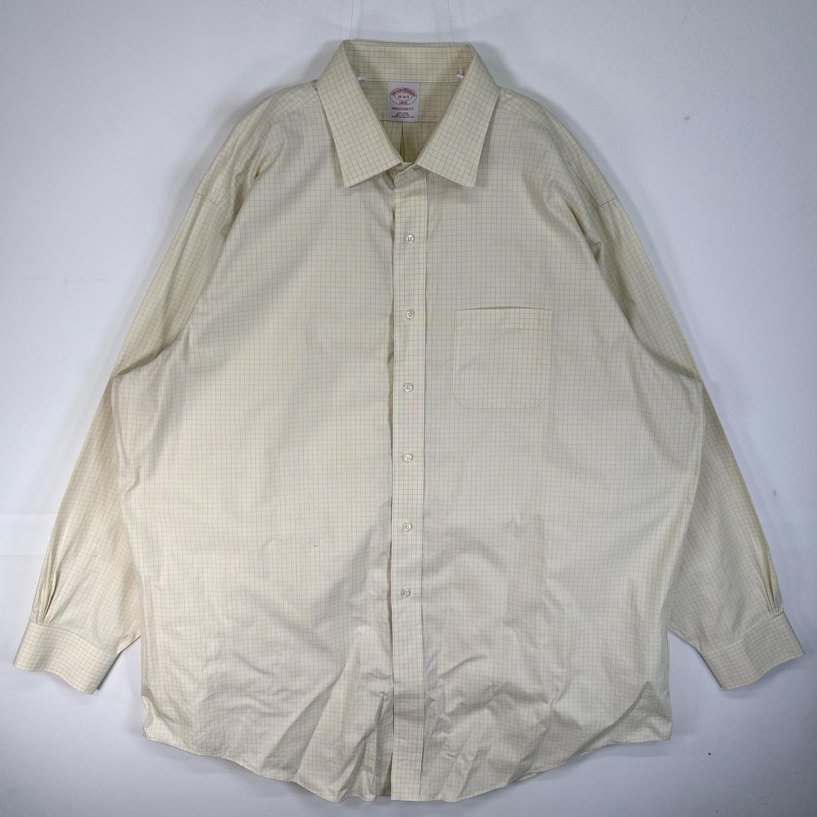 古着 ブルックスブラザーズ Brooks Brothers 長袖シャツ チェック MADISON FIT 胸ポケ 2XL  イエロー系 マルチカラー メンズ