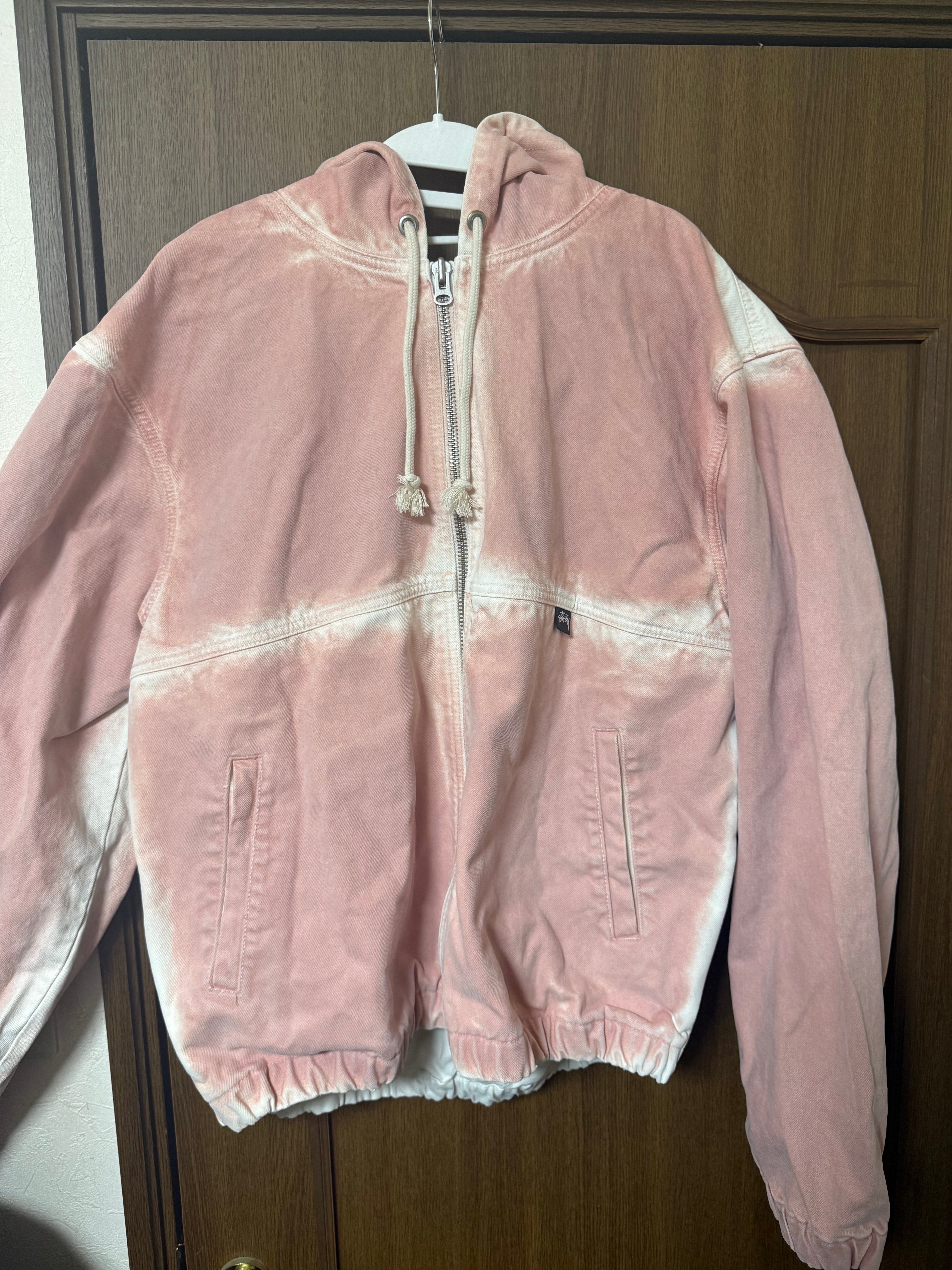 Stussy Spray Dye Hooded Work Jacket "Faded Pink"